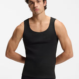 Boss Three-Pack Of Embroidered-Logo Black Tank Tops In Cotton