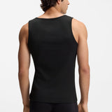 Boss Three-Pack Of Embroidered-Logo Black Tank Tops In Cotton