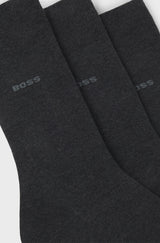 Boss Three-Pack Of Grey Regular-Length Socks in Stretch Fabric