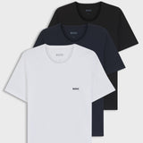 Boss Three-Pack Of Logo-Embroidered T-Shirts In Cotton White Navy Black