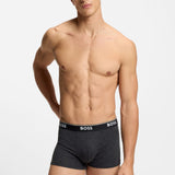 Boss Three-Pack Of Logo-Waistband Trunks In Stretch Cotton