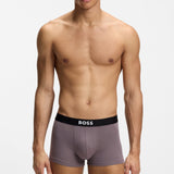 Boss Three-Pack Of Stretch-Cotton Trunks With Logo Waistbands In Light Grey