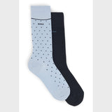 Boss Two-Pack Of Regular-Length Light Blue Socks With Logo Details
