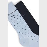 Boss Two-Pack Of Regular-Length Light Blue Socks With Logo Details