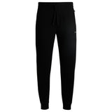 BOSS Waffle-Structure Pyjama Bottoms In A Cotton Blend In Black