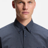 Boss Regular-Fit Shirt In Checked Stretch-Cotton Dobby Blue Patterned