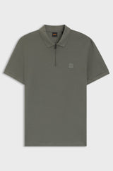 Boss Stretch-Cotton Slim-Fit Polo Shirt With Logo Patch Grey