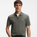 Boss Stretch-Cotton Slim-Fit Polo Shirt With Logo Patch Grey