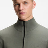 Boss Cotton-Cashmere Sweater With Zip Collar Grey