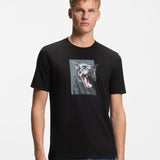 Boss Cotton-Jersey T-Shirt With Animal Artwork Black