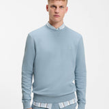 Boss Cotton-Terry Sweatshirt With Logo Patch In Light Blue