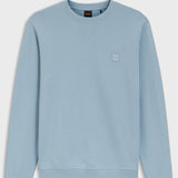 Boss Cotton-Terry Sweatshirt With Logo Patch In Light Blue