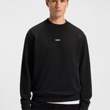 Boss Cotton-Terry Sweatshirt With Logo Print Black