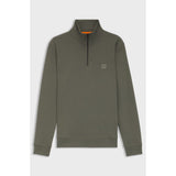 Boss Cotton-Terry Sweatshirt With Zip Collar Grey