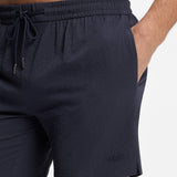 Boss Quick-Dry Swim Shorts In Stretch Seersucker In Dark Blue