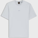 Boss Stretch-Cotton T-shirt With Logo Print Light Grey