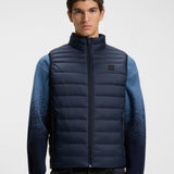 Boss Water-Repellent Gilet With Logo Patch Dark Blue