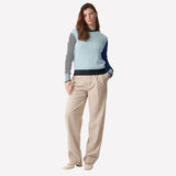 Brodie Colourblock Cashmere Jumper In Blue Mist