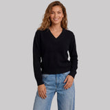 London Cashmere Company Indigo V Neck Jumper In Black