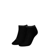 Calvin Klein 2 Pack Logo Shiny Sneaker Socks In Black