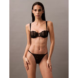 Calvin Klein Black Bridal Floral Lace Balconette Bra In Black