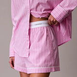 Calvin Klein Cotton Poplin Shorts Pyjama Set In Stripe Pink Essence