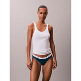 Calvin Klein Cotton Stretch Rib Thong In Teal Marine