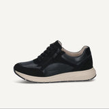 Caprice Leather Sneaker In Black Comb