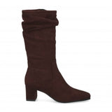 Caprice Mid Calf Length Ruched Stretch Boots In Dark Brown