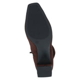Caprice Mid Calf Length Ruched Stretch Boots In Dark Brown