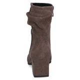 Caprice Short Stretch Ruched Ankle Boot In Cafe Brown