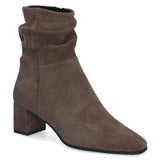 Caprice Short Stretch Ruched Ankle Boot In Cafe Brown