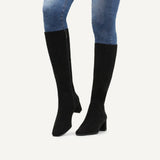 Caprice Stretch Knee High Boots in Black