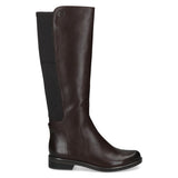 Caprice Stretch Leather Boot In Dark Brown
