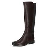 Caprice Stretch Leather Boot In Dark Brown