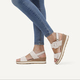 Caprice Women's Heeled Sandal in Snow nubuc