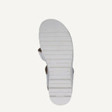 Caprice Women's Leather Wide Fit Sandals in White/Silver