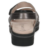 Caprice Women's Wide Fit Leather Sandal in Dark Grey Metal
