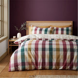 Catherine Lansfield Autumn Check Reversible Double Duvet Cover Set In Plum