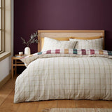 Catherine Lansfield Autumn Check Reversible Double Duvet Cover Set In Plum