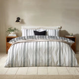 Catherine Lansfield Black Harbour Stripe Reversible Duvet Cover Set Double