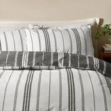 Catherine Lansfield Black Harbour Stripe Reversible Duvet Cover Set Double