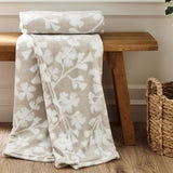 Catherine Lansfield Brooke Floral Fleece Blanket Throw In Natural