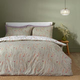 Catherine Lansfield Brushed Grasmere Floral Cotton Reversible Double Duvet Cover Set In Green