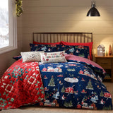 Catherine Lansfield Christmas Ski Village Reversible Single Duvet Set In Navy