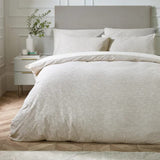 Catherine Lansfield Corded Leaves King Size Duvet Cover & Pillowcase Set In Champagne
