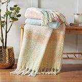Catherine Lansfield Faux Mohair Check Throw In Multi