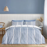 Catherine Lansfield Harbour Stripe Reversible King Duvet Cover Set In Blue