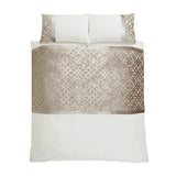 Catherine Lansfield Lattice Cut Velvet Duvet Cover Set in Natural