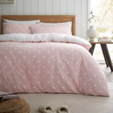 Catherine Lansfield Pink Polka Dot Brushed Cotton Double Duvet Set